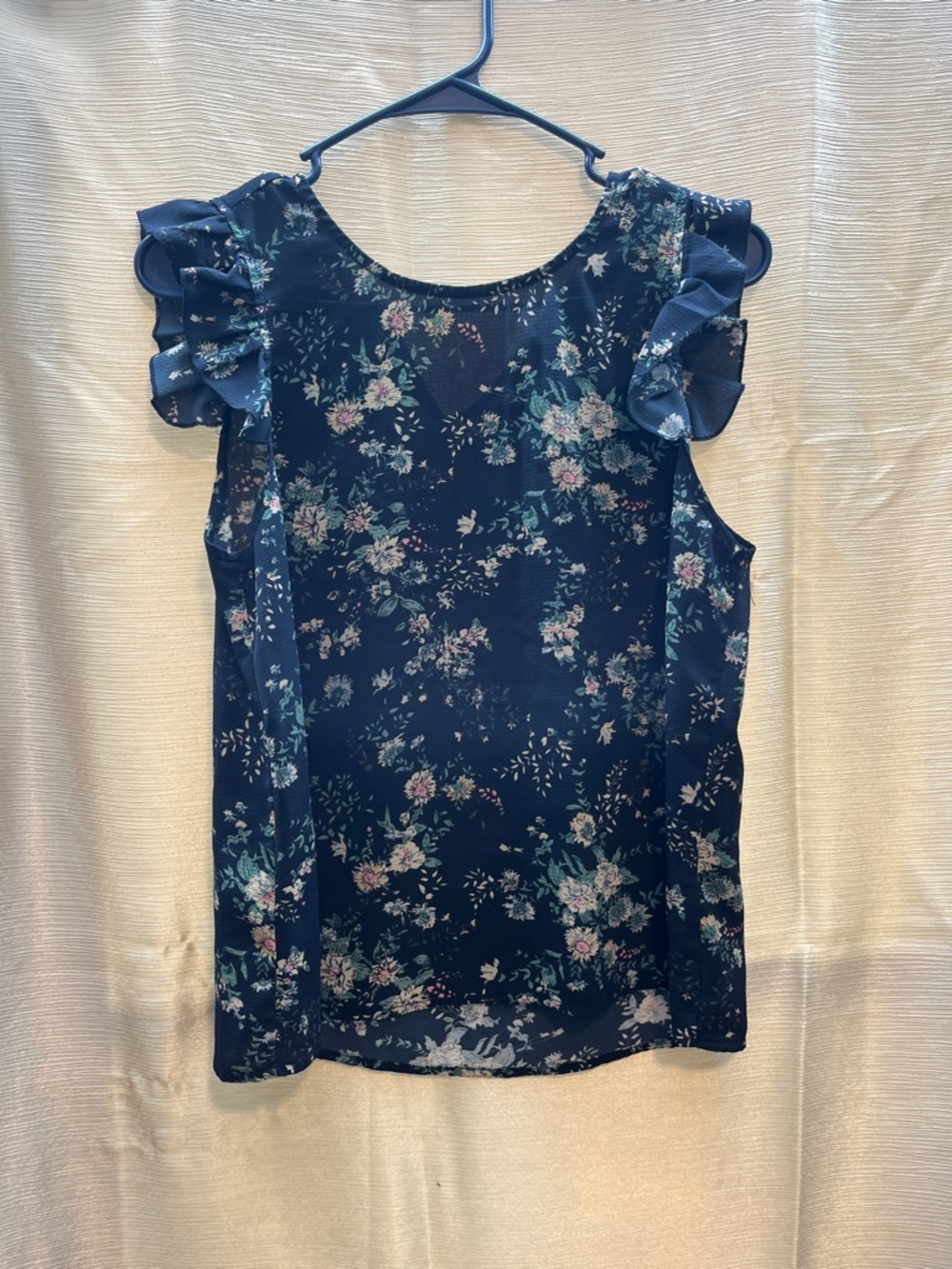 SHEIN Navy Floral Ruffle Sleeve Camisole